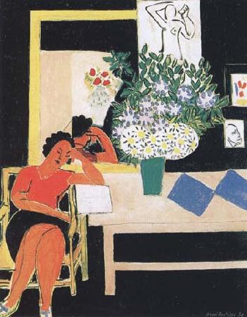 Henri Matisse Reader on a Black Background(The Pink Table) (mk35) oil painting image